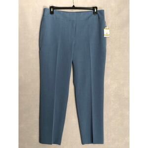 Kasper Fly Front Pants Women's Size 14 Slim in Blue Heron NEW